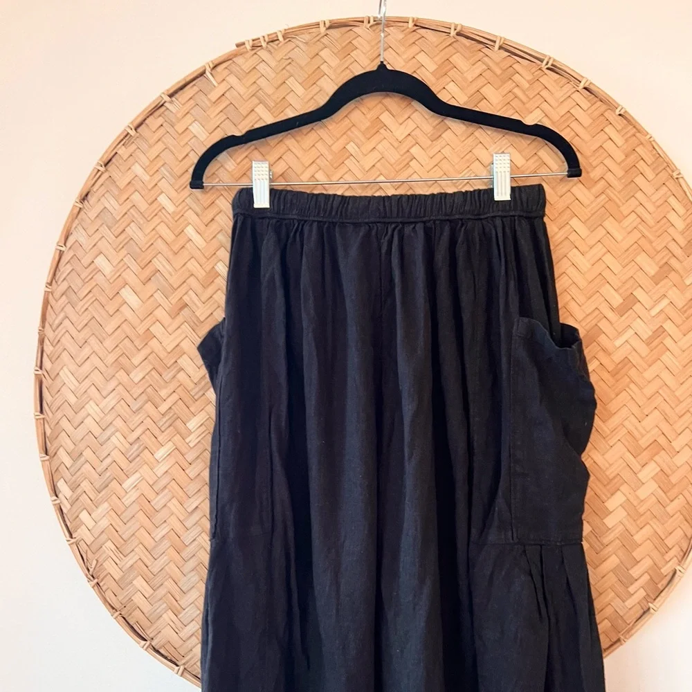 FREE‎ PEOPLE BOHO QUINN BLACK VISCOSE/LINEN BLEND PANTS BOHEMIAN RESORT-WEAR EUC - Picture 11 of 13